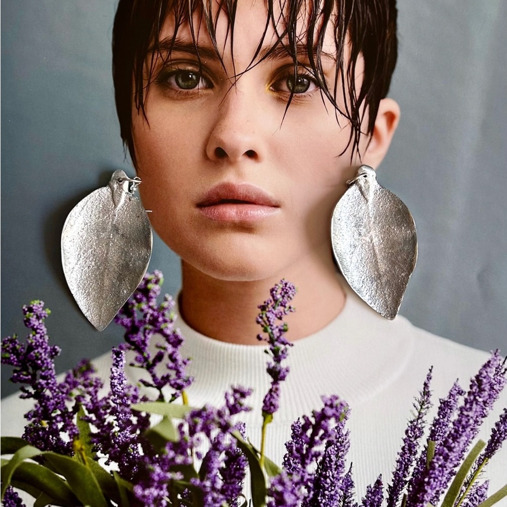 Recycled Aluminum Leaf Earrings — Eco-Modern Elegance